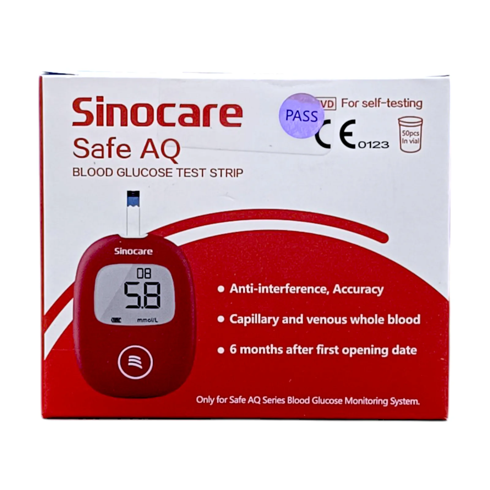 Sinocare Safe AQ Blood Glucose Test Strips 50 Pc